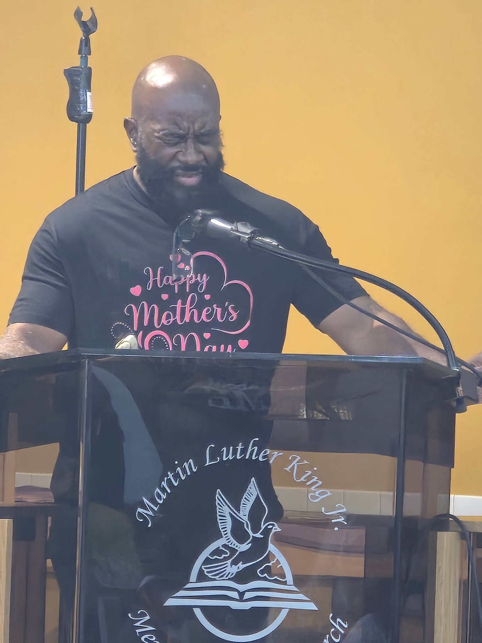 Deacon McKinney at the podium